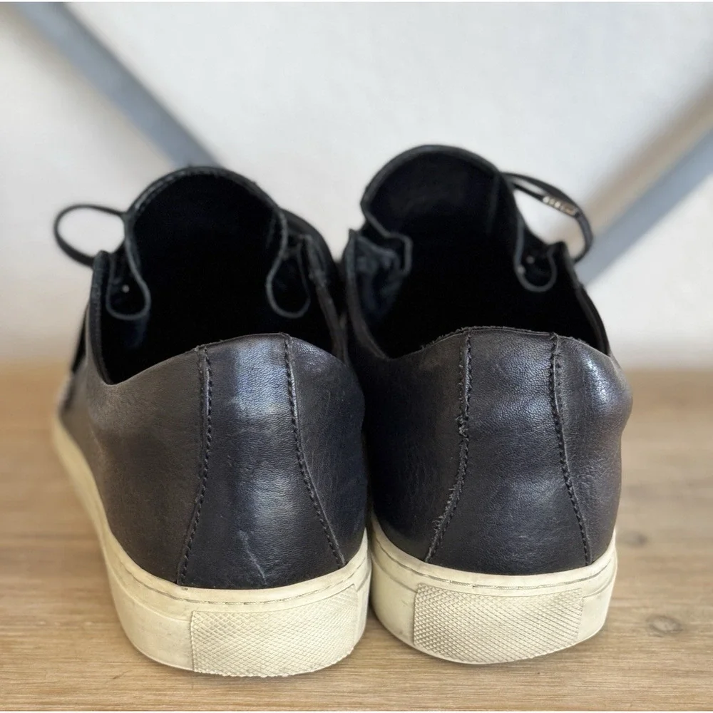 John Varvatos 315 Reed Low Top Sneakers 10 Black Leather Luxe Minimalist F2754T1